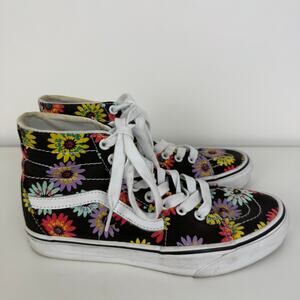Vans Sk8-Hi Tapered Peace Floral Lace-Up Platform Black/Multi Sneakers M6 W7.5
